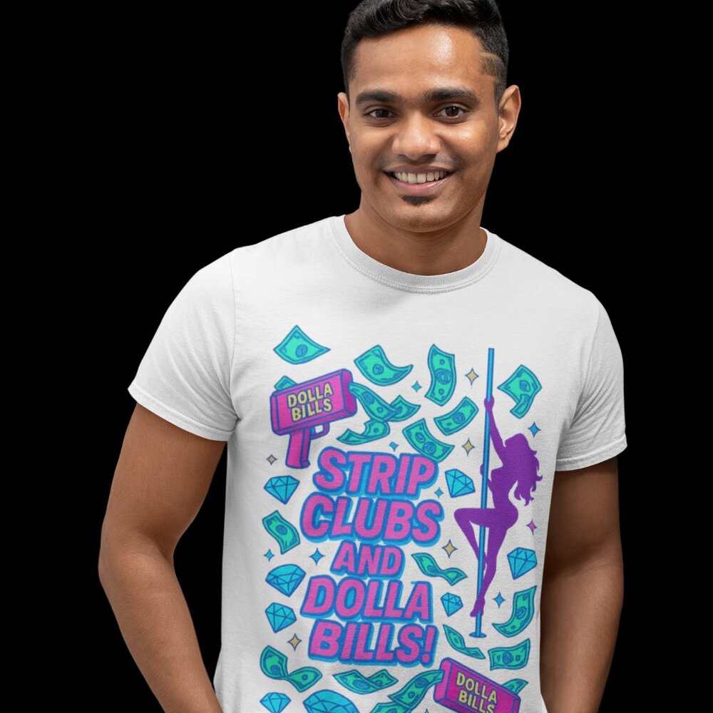 OffRoxbury Strip Clubs and Dolla Bills T Shirt – Neon Nightlife Party Tee